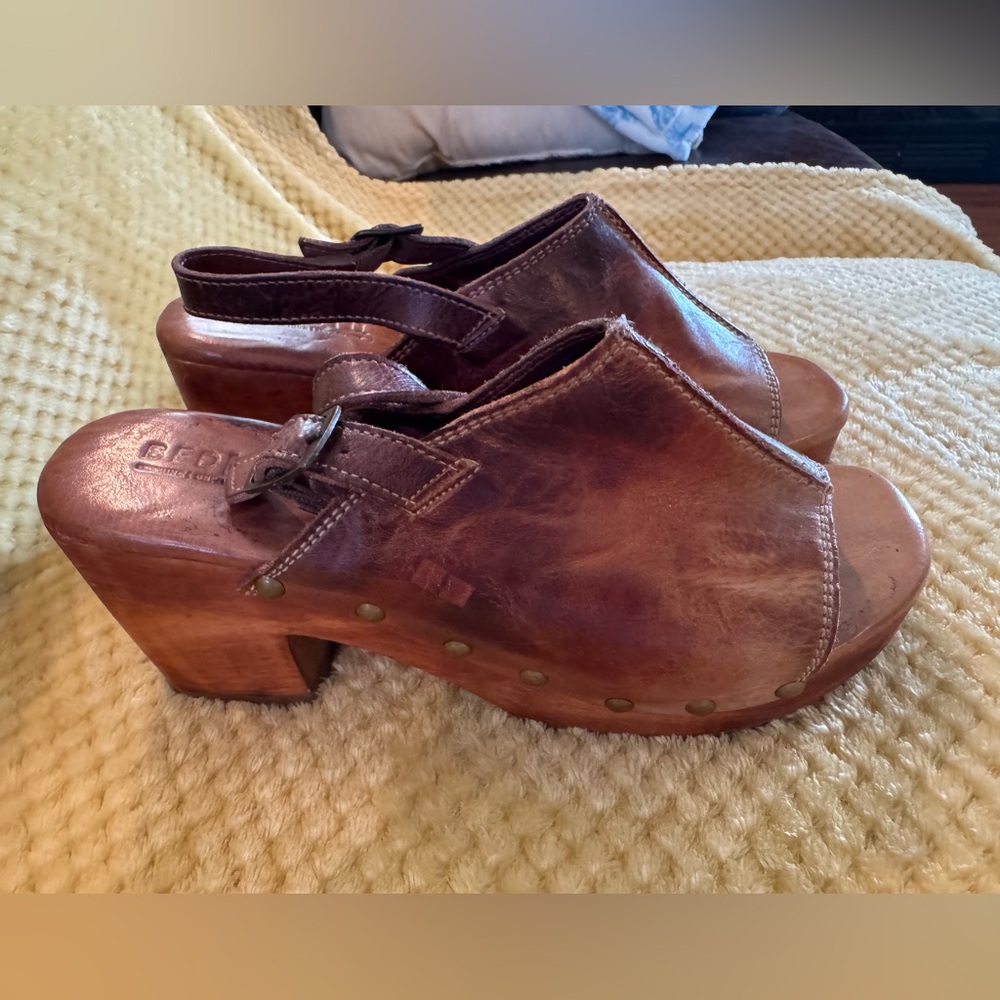 Bed Stu Brown Leather Mules with Distressed Finish - MARIE - Picture 2 of 3